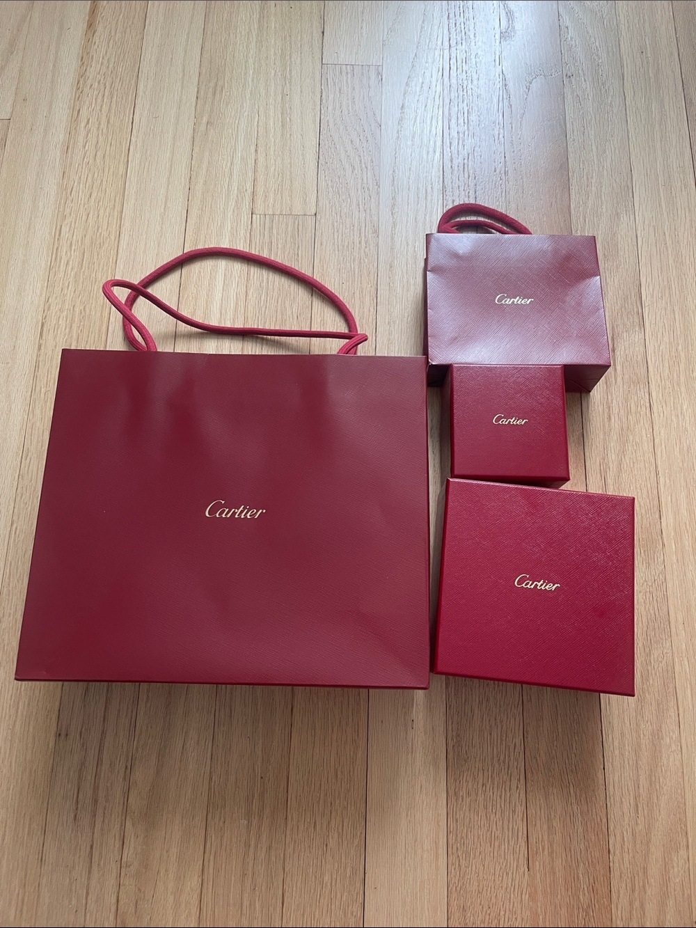 Cartier Red Gift Bag and Boxes Set